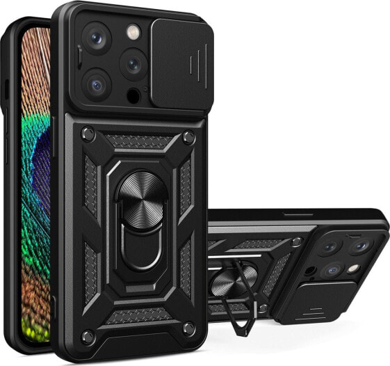 Hurtel Hybrid Armor Camshield etui iPhone 14 Pro Max pancerny pokrowiec z osłoną na aparat czarne