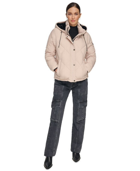Women's Diamond Quilted Hooded Puffer Coat