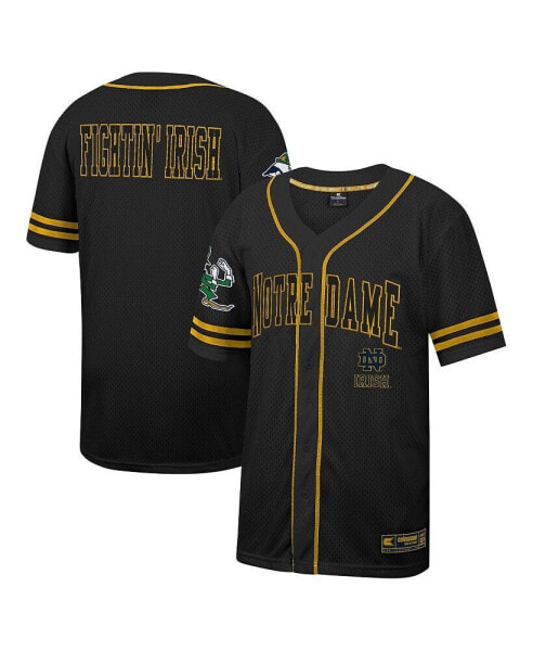 Men's Black Notre Dame Fighting Irish Free Spirited Mesh Button-Up Baseball Jersey