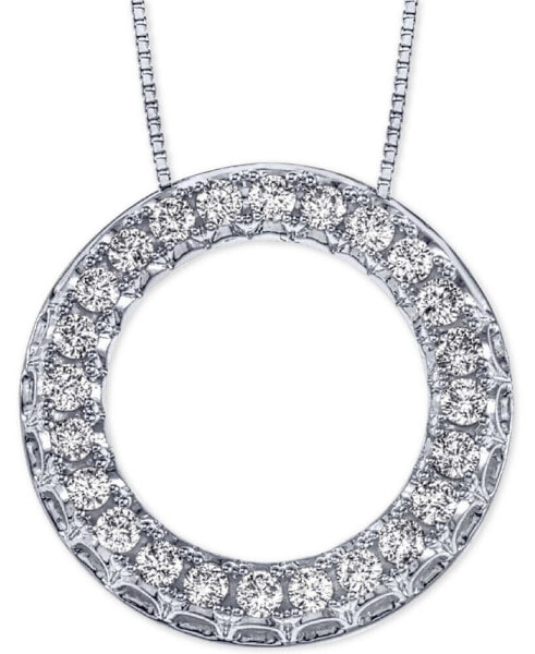 Diamond Circle 19" Pendant Necklace (1/2 ct. t.w.) in 14k White Gold