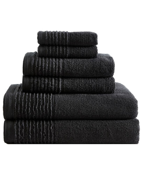 Sculpted Pleat Solid Cotton Terry 6-Pc. Bath Towel Set