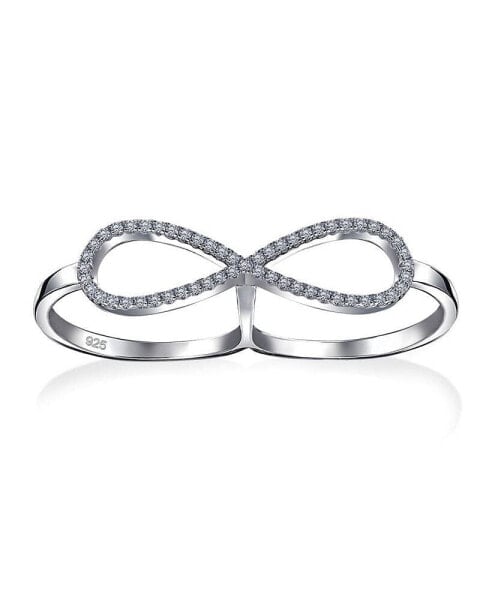 Кольцо Bling Jewelry CZ Infinity Two Finger