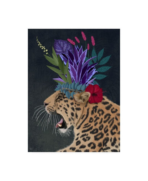 Fab Funky Chewing Giraffe Flowers 1 Canvas Art - 19.5" x 26"