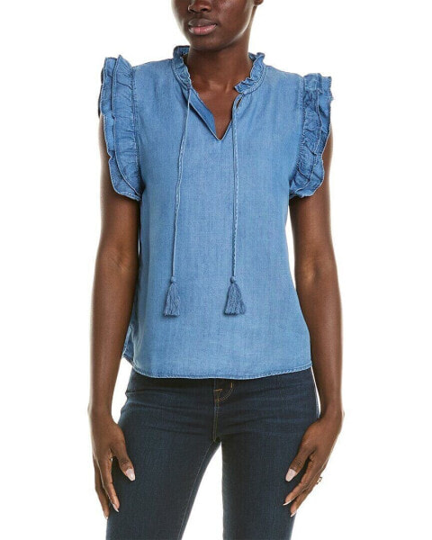 Nanette Nanette Lepore Denim Tie Neck Top Women's