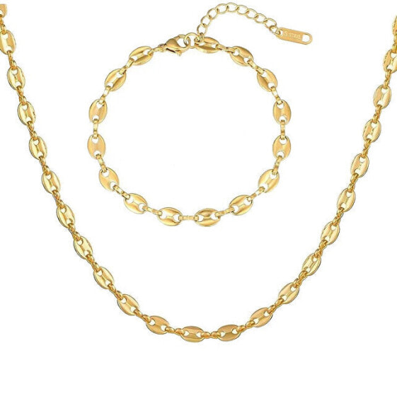 Timeless set of women´s gold-plated jewelry (necklace, bracelet)