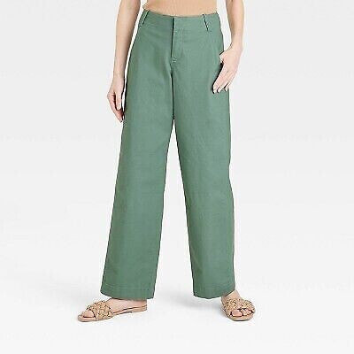 Women's Mid-Rise Relaxed Straight Leg Chino Pants - A New Day Olive 12