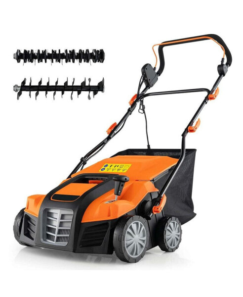 16-Inch Electric Dethatcher & Scarifier 15A 2-In-1 Lawn Dethatcher