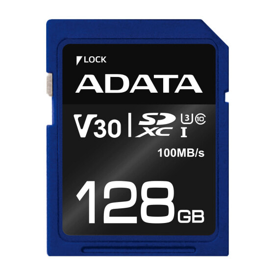 ADATA ASDX128GUI3V30S-R - 128 GB - SDXC - Class 10 - UHS-I - 100 MB/s - 60 MB/s