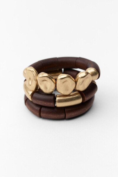 PACK OF 3 ELASTICATED WOODEN BRACELETS