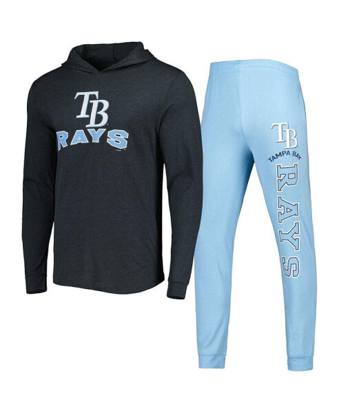 Men's Heather Light Blue and Heather Charcoal Tampa Bay Rays Meter Hoodie and Joggers Set