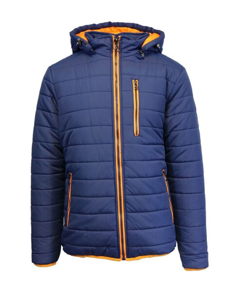 Spire By Galaxy Men's Puffer Bubble Jacket with Contrast Trim