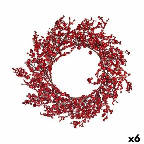 Рождественский венок Красный Пластик 48 x 10 x 48 cm (6 штук)