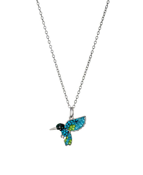 Crystal Hummingbird Pendant Necklace (0.19 ct. t.w.) in Sterling Silver