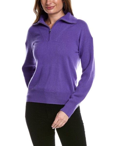 Amicale Cashmere Quarter Zip Cashmere Pullover Women's Purple Xs