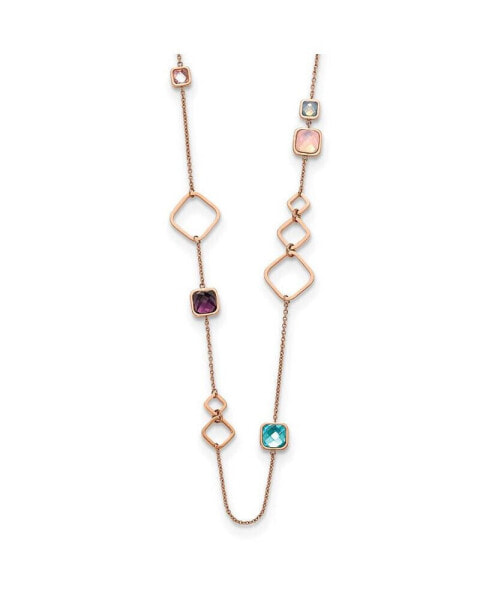 Chisel rose IP-plated Multicolor Crystal 21.5 inch Cable Chain Necklace