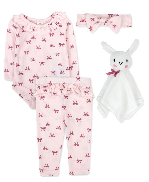 Baby Girls Layette with Lovey Set, 4 Piece