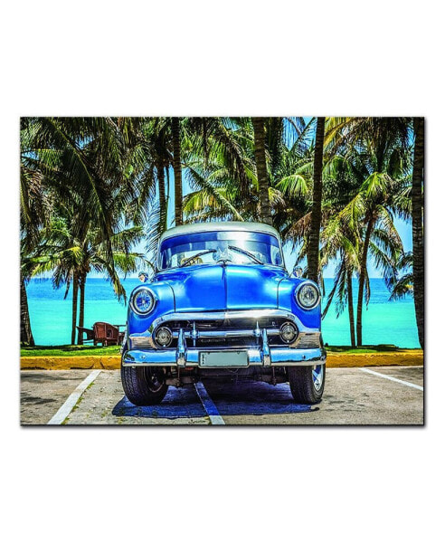 Classic Car At The Beach Acrylic Wall Art (32 H X 48 W)