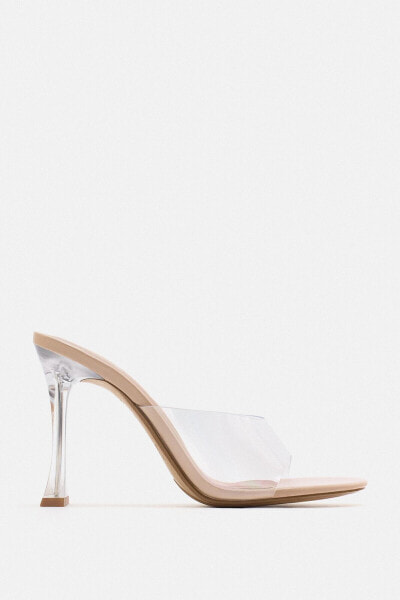 High-heel vinyl mules