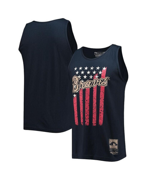 Men's Navy Atlanta Braves Cooperstown Collection Stars and Stripes Tank Top