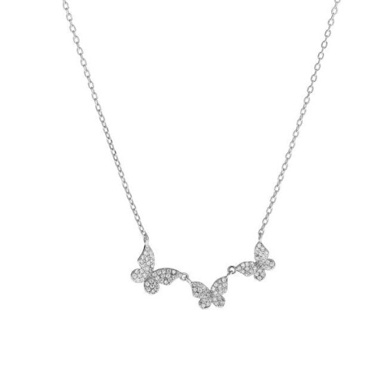 Delicate silver necklace with butterflies AJNA0023
