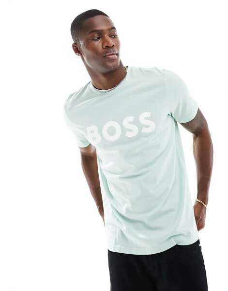 BOSS Orange Thinking1 logo tee in aqua blue