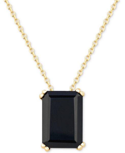 Onyx Solitaire 18" Pendant Necklace in 14k Gold-Plated Sterling Silver