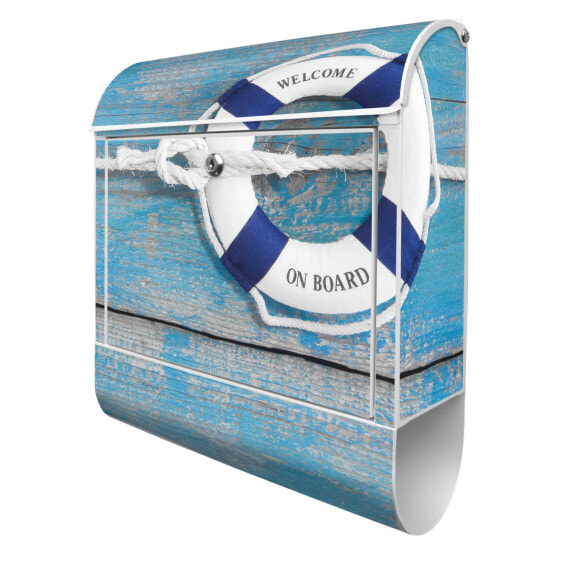 Почтовый ящик banjado с интегрированной газетной рулоном Виниловая пленка 38cm x 47cm x 14cm каталка голубой