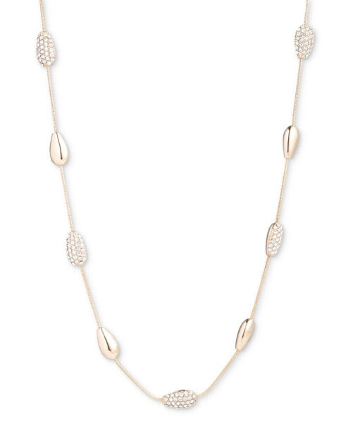 Gold-Tone Pavé Pear-Shape Station Collar Necklace, 17" + 3" extender