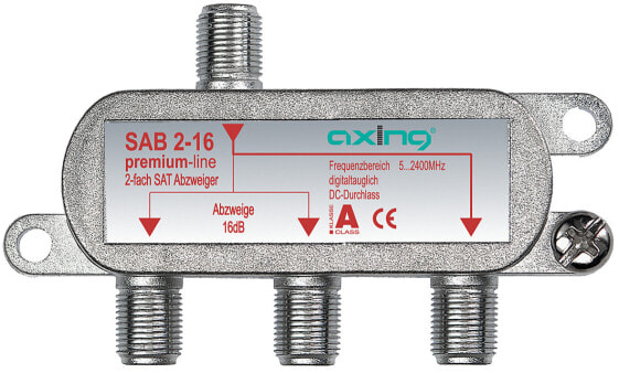 axing SAB 2-16 - Cable splitter - 5 - 2400 MHz - Aluminum - Male/Female - 24 dB - F