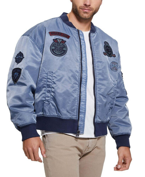 Men's Ace Embroidered Patch Full-Zip Bomber Jacket