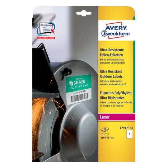 Avery Zweckform Avery L7917-10 - White - Rectangle - Permanent - 210 x 297 mm - A4 - Universal