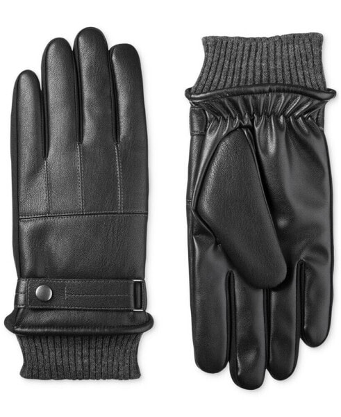 Men's Insulated Faux-Leather Touchscreen Gloves