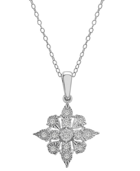 Macy's diamond Cluster 18" Pendant Necklace (1/10 ct. t.w.) in Sterling Silver, Created for Macy's