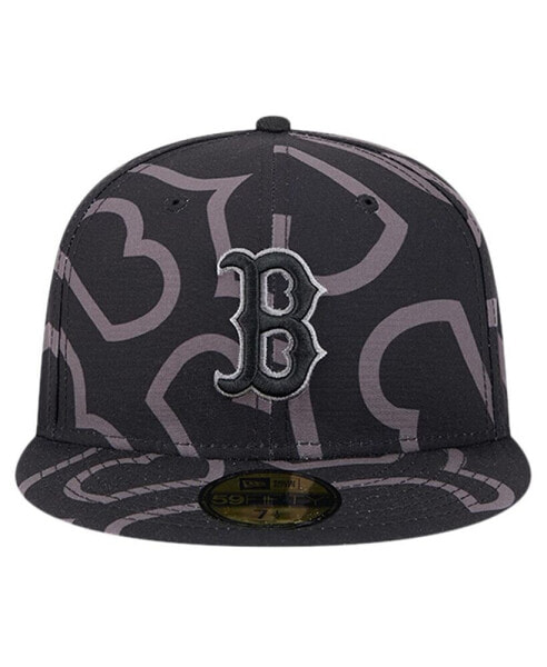 Men's Black Boston Red Sox Logo Fracture 59FIFTY Fitted Hat