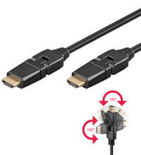 Wentronic High Speed HDMI - Type A male to A male - 360 rotatable - with Ethernet - 2 m - black - 4K @ 30 Hz - gold-plated - 2 m - HDMI Type A (Standard) - HDMI Type A (Standard) - 3D - 10.2 Gbit/s - Black