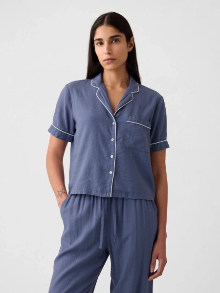 Linen-Blend PJ Shirt