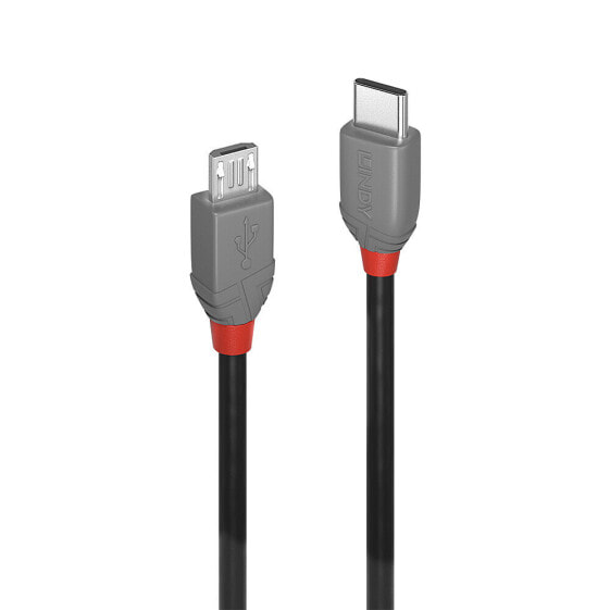 Lindy 3m USB 2.0 Type C to Micro-B Cable - Anthra Line - 3 m - USB C - Micro-USB B - USB 2.0 - 480 Mbit/s - Black