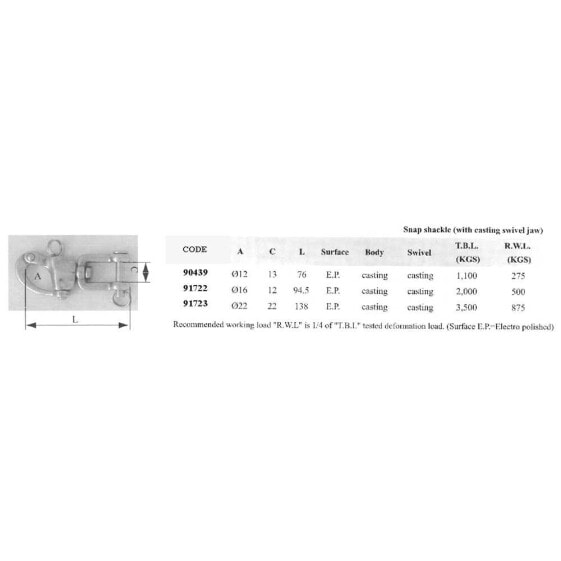 LALIZAS Snap Casting Swivel Jaw Inox Shackle