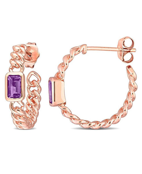 Amethyst (2/5 ct. t.w.) Link Hoop Earrings in 10k Rose Gold