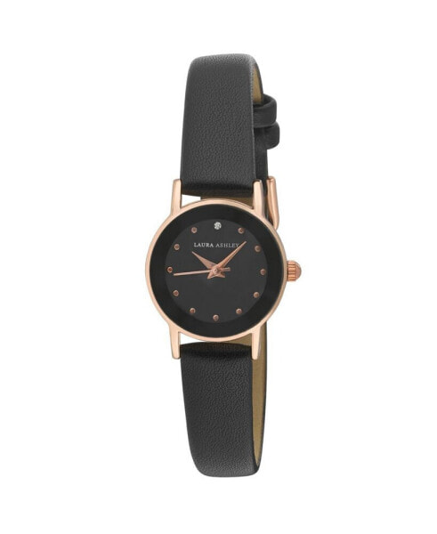 Часы Laura Ashley Black Faux Leather Strap Watch