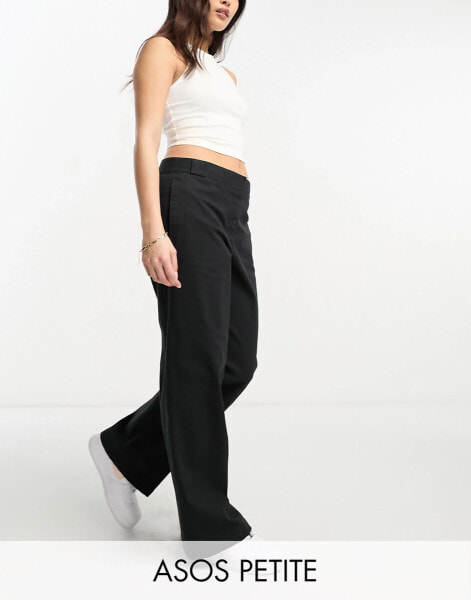 ASOS DESIGN Petite relaxed boyfriend trouser in black