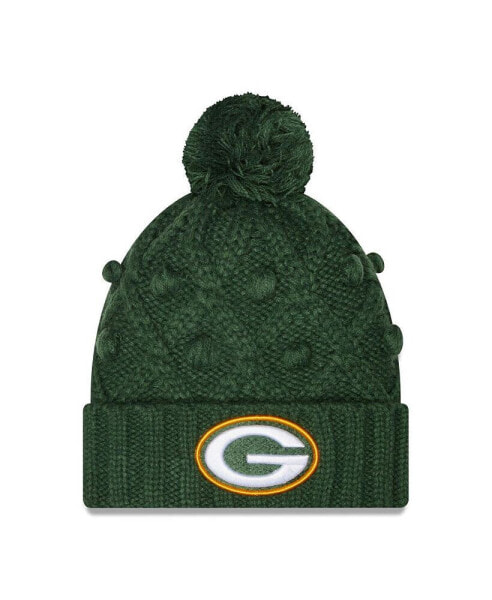 Big Girls Green Green Bay Packers Toasty Cuffed Knit Hat with Pom