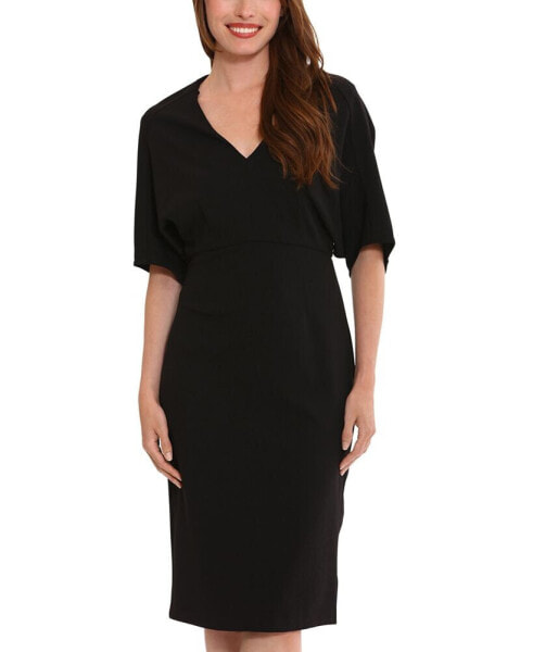 Women's V-Neck Scuba-Crepe Midi Dress