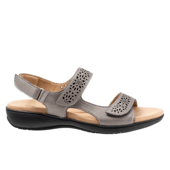 Trotters Romi T2118-033 Womens Gray Extra Wide Leather Slingback Sandals Shoes 7