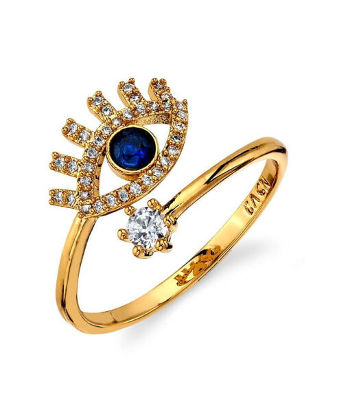 Silver Plated Cubic Zirconia Evil Eye Wrap Around Ring