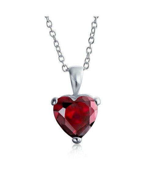 Timeless Elegance: Red 5CT Heart-Shaped Solitaire Pendant Necklace - Sterling Silver CZ Cubic Zirconia For Women