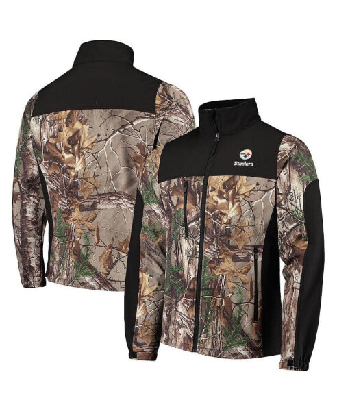 Men's Realtree Camo and Black Pittsburgh Steelers Circle Hunter Softshell Full-Zip Jacket