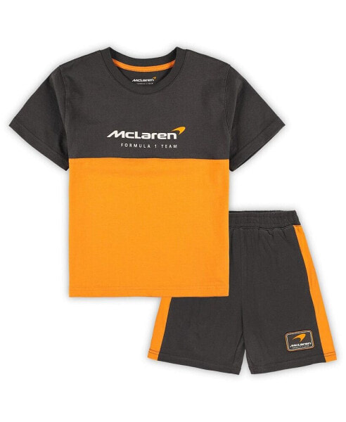 Little Boys and Girls Gray, Orange McLaren F1 Team T-shirt and Shorts Set