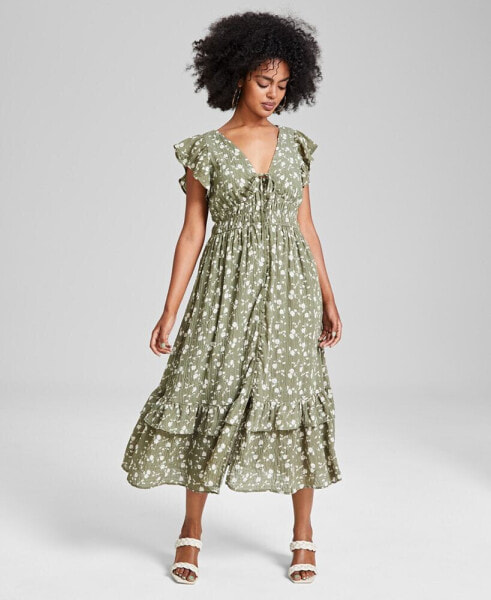 Women's Button-Front Tiered Ruffle Dress, Created for Macy's