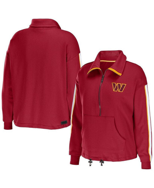 Women's Burgundy Washington Commanders Logo Stripe Half-Zip Top